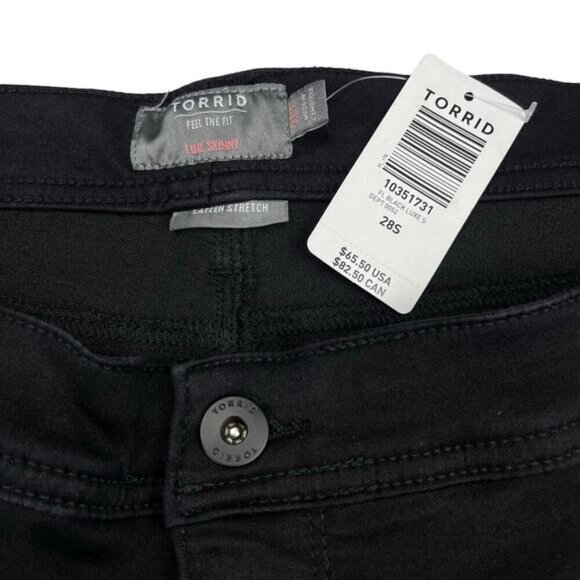 NWT TORRID Luxe Skinny Jean Sz 28 SHORT Plus Size Sateen Stretch Black - Picture 4 of 7